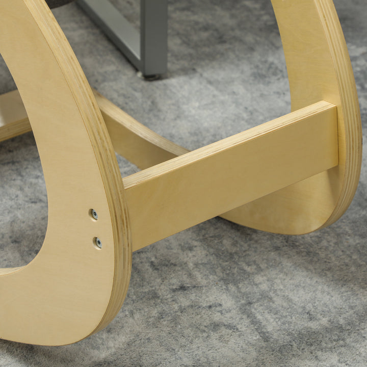 Cadeira Ergonómica de Joelhos com Almofadas Acolchoadas Estrutura de Madeira para Melhor Postura Escritório 55x85x55 cm Cinzento