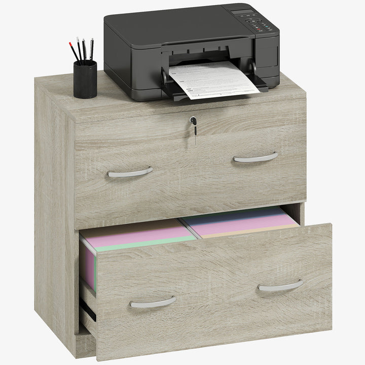 Armário para Arquivos com Gavetas para Escritório Armário de Arrumação de Escritório com Fechadura e 2 Chaves para Estúdio Dormitório 77x42x72 cm Madeira