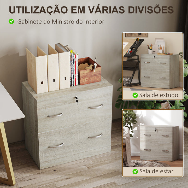 Armário para Arquivos com Gavetas para Escritório Armário de Arrumação de Escritório com Fechadura e 2 Chaves para Estúdio Dormitório 77x42x72 cm Madeira
