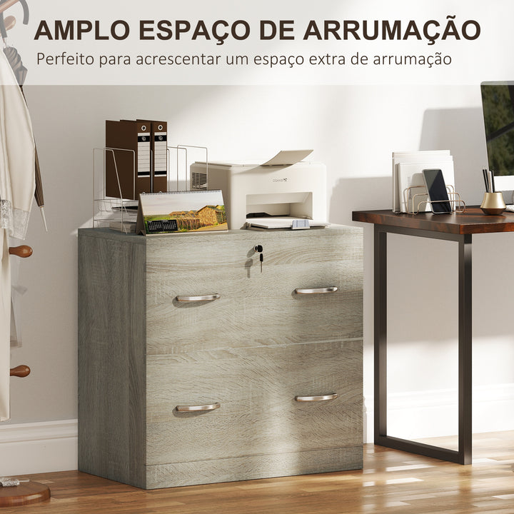 Armário para Arquivos com Gavetas para Escritório Armário de Arrumação de Escritório com Fechadura e 2 Chaves para Estúdio Dormitório 77x42x72 cm Madeira