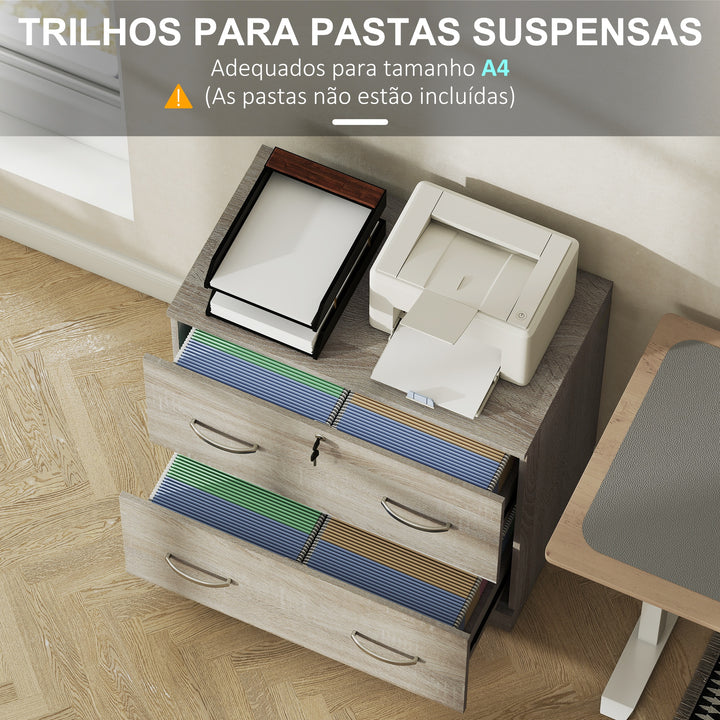 Armário para Arquivos com Gavetas para Escritório Armário de Arrumação de Escritório com Fechadura e 2 Chaves para Estúdio Dormitório 77x42x72 cm Madeira