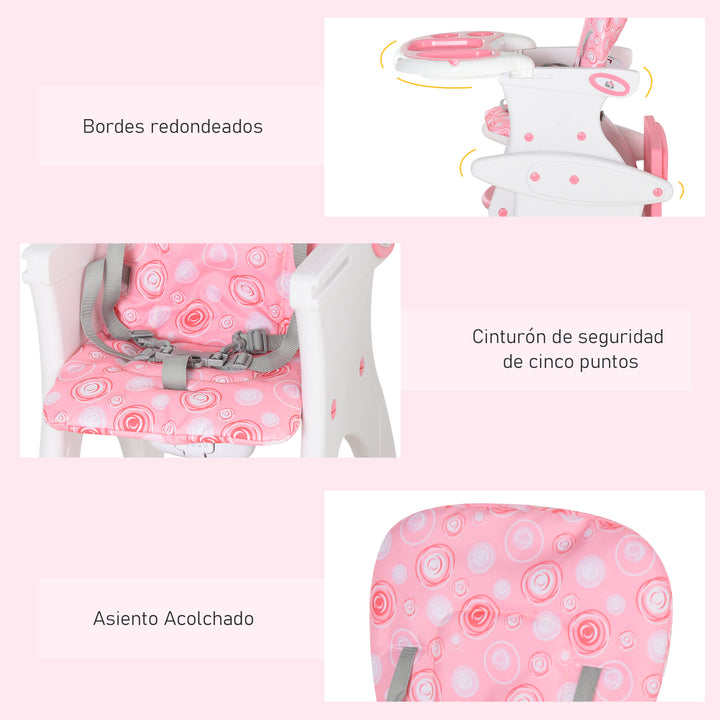 Cadeira para bebês acima de 6 meses 3 posições ajustáveis Acolchoado Rosa