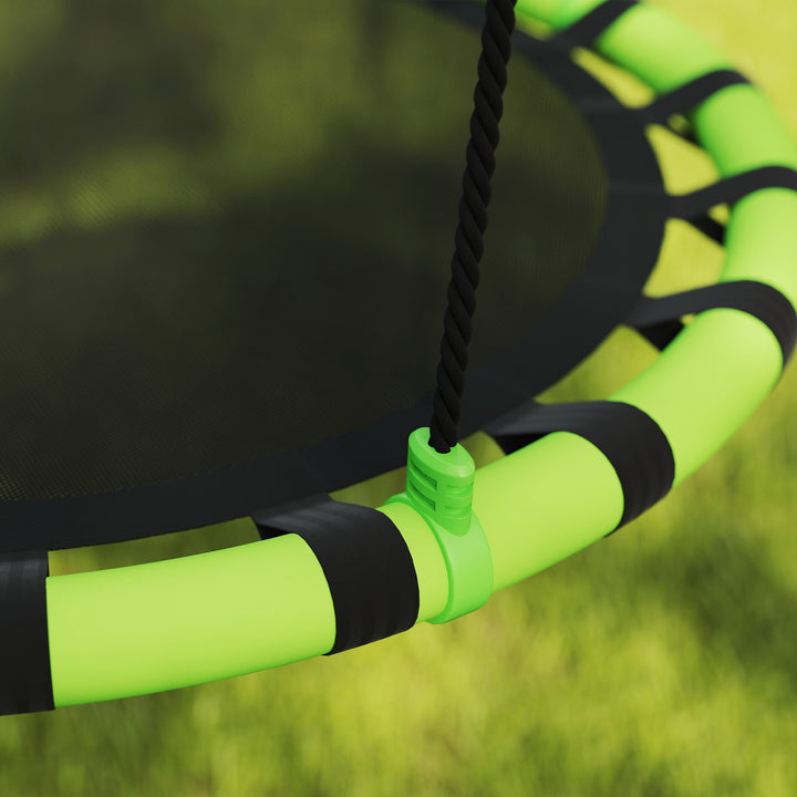 Baloiço para Crianças Redondo Baloiço de Jardim Infantil Ajustável Baloiço de Exterior para Crianças Impermeável Carga 150kg Ø100x180 cm Preto e Verde