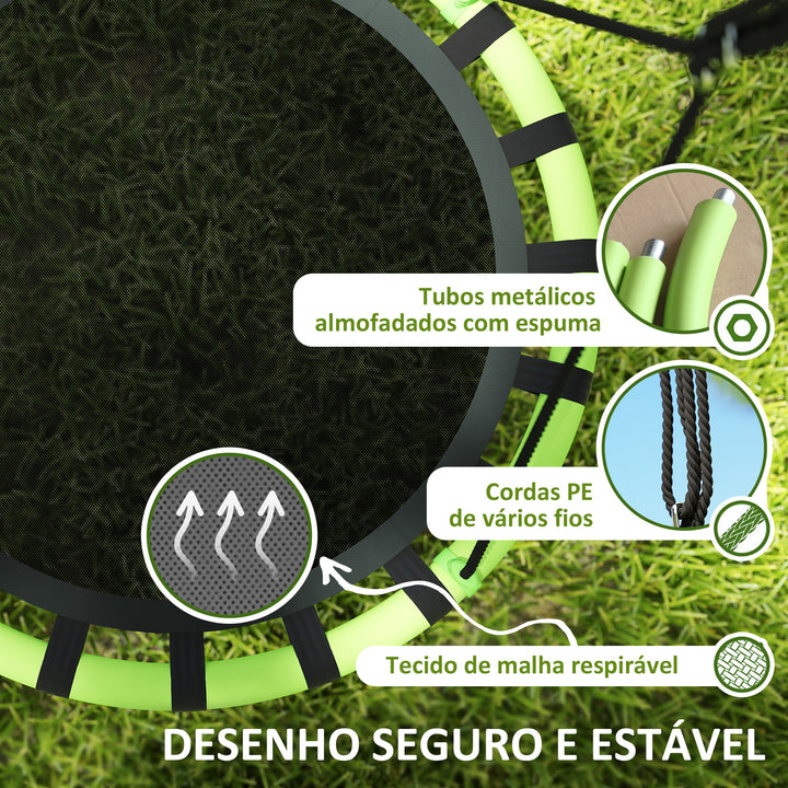 Baloiço para Crianças Redondo Baloiço de Jardim Infantil Ajustável Baloiço de Exterior para Crianças Impermeável Carga 150kg Ø100x180 cm Preto e Verde