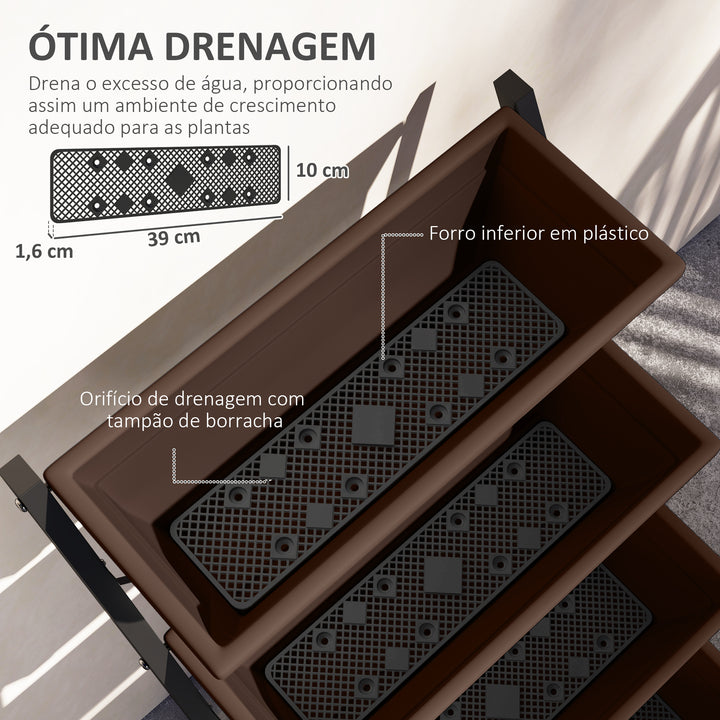 Suporte para Plantas de 5 Níveis com 5 Vasos Estante para Plantas de Canto Orifícios de Drenagem Design em Escada Suporte para Vasos Interior e Exterior 55x63x120 cm Preto