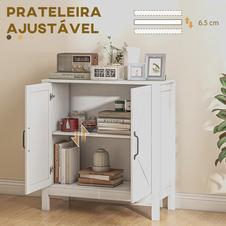 Aparador para Sala de Estar Moderno Móvel Sala de Estar com Prateleira Ajustável e Anti-Tombo Aparador Cozinha Sala de Jantar 80x35x85 cm Branco