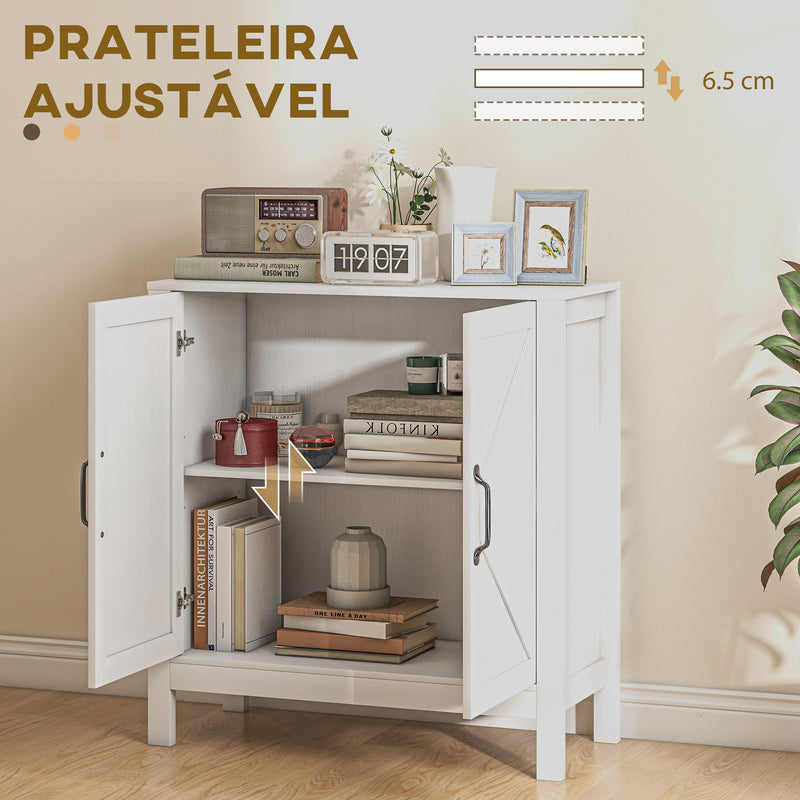 Aparador para Sala de Estar Moderno Móvel Sala de Estar com Prateleira Ajustável e Anti-Tombo Aparador Cozinha Sala de Jantar 80x35x85 cm Branco