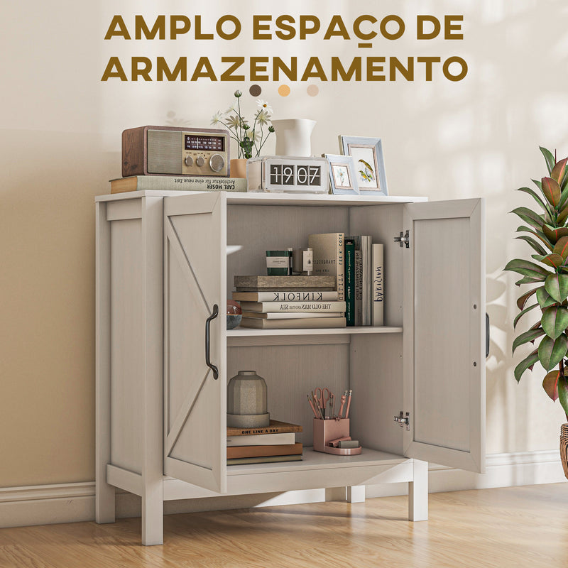 Aparador para Sala de Estar Moderno Móvel Sala de Estar com Prateleira Ajustável e Anti-Tombo Aparador Cozinha Sala de Jantar 80x35x85 cm Branco