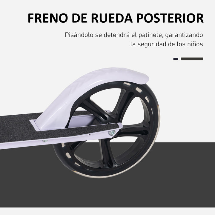 Trotinete dobrável para crianças acima de 5 anos de altura ajustável com freio 88x37x75-100 cm Branco