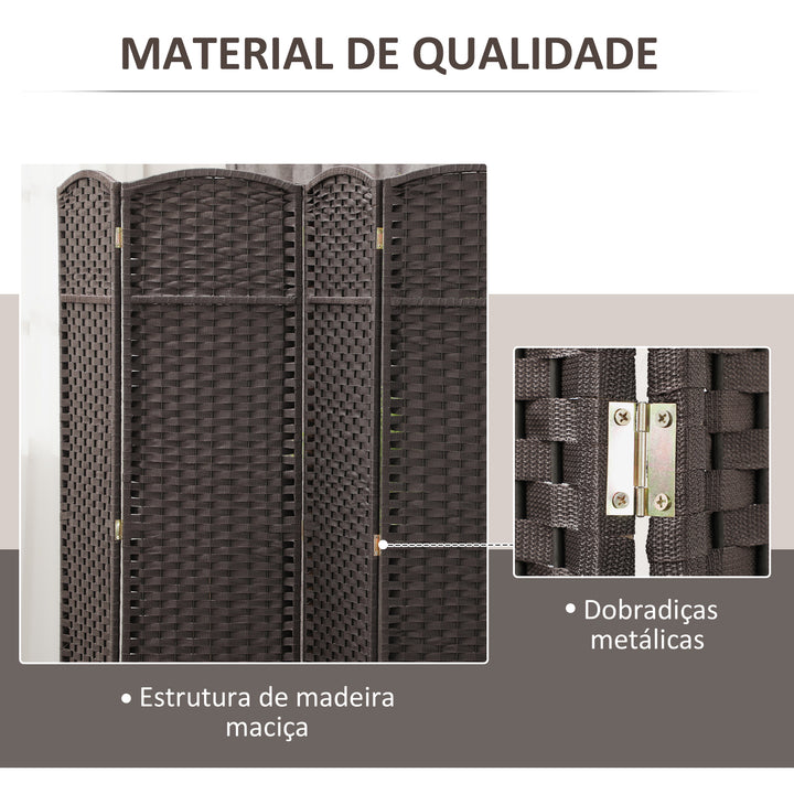 Biombo de 6 Painéis Separador de Ambientes Dobrável 240x1,6x170 cm Biombo Separador de Ambientes para Sala de Estar Dormitório Escritório Marrom