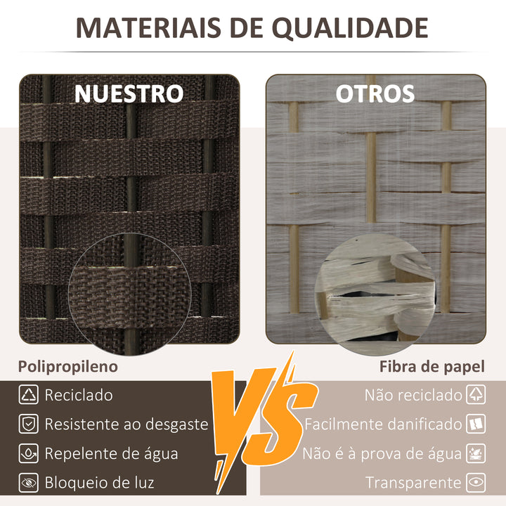 Biombo de 6 Painéis Separador de Ambientes Dobrável 240x1,6x170 cm Biombo Separador de Ambientes para Sala de Estar Dormitório Escritório Marrom