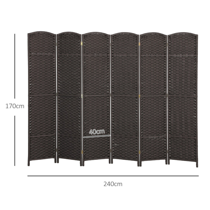 Biombo de 6 Painéis Separador de Ambientes Dobrável 240x1,6x170 cm Biombo Separador de Ambientes para Sala de Estar Dormitório Escritório Marrom