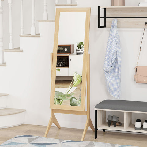 Espelho de Pé para Maquilhagem Reclinável com Estrutura de Madeira para Dormitório Vestidor 47x46x148 cm Carvalho