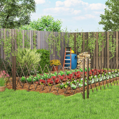 Cerca de Jardim em Liga de Alumínio Barreira de Exterior Extensível Cerca de Jardim Metálica para Decoração 250x31x103,5 cm Marrom