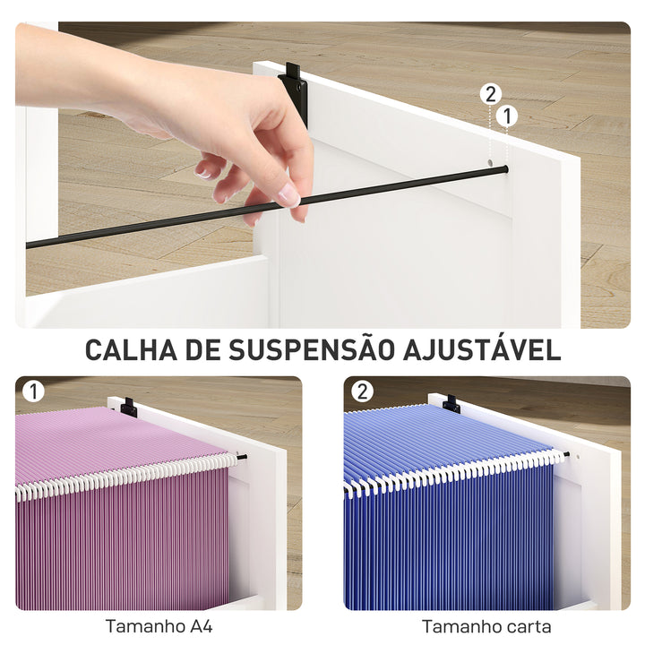 Bloco de Gavetas para Escritório Móvel Arquivador com 4 Gavetas para Escritório com Fechaduras Gavetas Suspensas para A4 40x40x131 cm Branco