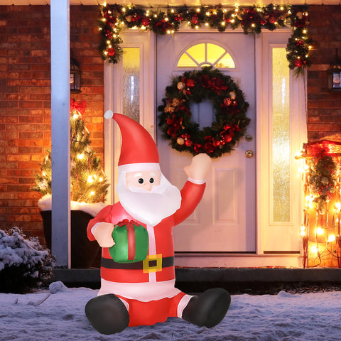 Pai Natal inflável de 1,2 m com presente Decoração de Natal Iluminação LED com ajuste de ventilador interno e externo