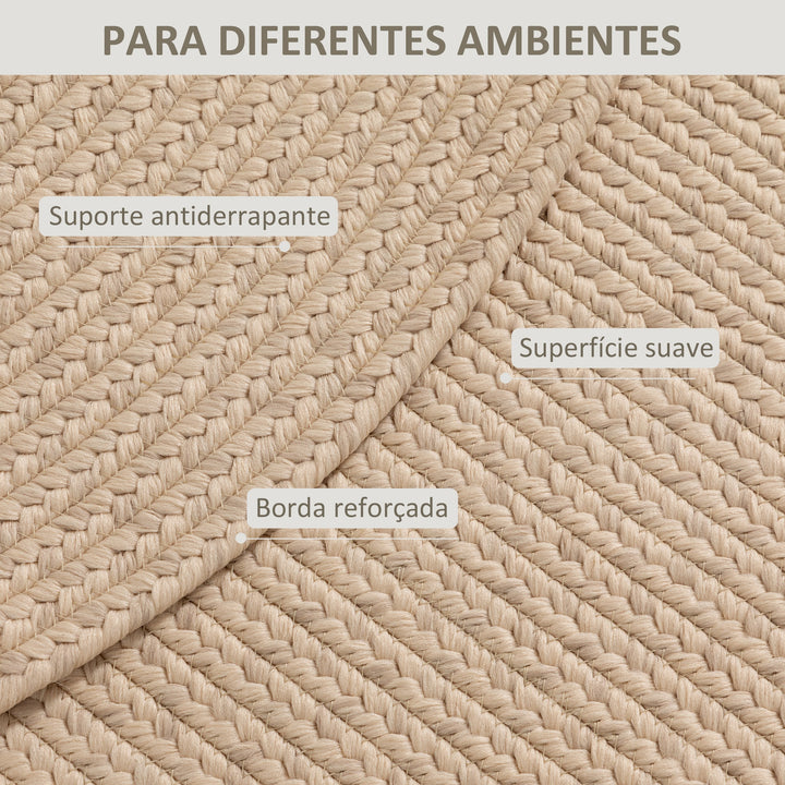 Tapete Oval para Sala de Estar 170x120 cm Tapete Lavável à Máquina Tecido à Mão Estilo Rústico Tapete para Sala de Estar Quarto Sala de Jantar Bege