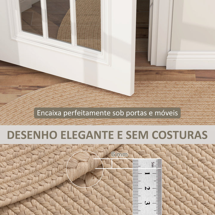 Tapete Oval para Sala de Estar 170x120 cm Tapete Lavável à Máquina Tecido à Mão Estilo Rústico Tapete para Sala de Estar Quarto Sala de Jantar Bege