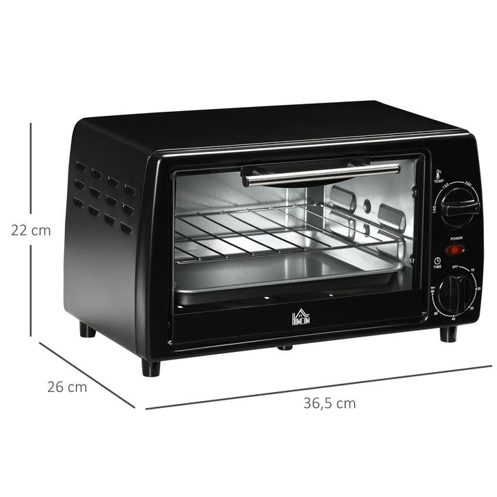 Mini Forno de Convecção 10 Litros 750W com Temperatura até 230 °C Temporizador 60 Minutos Bandeja e Grade 36,5x26x22cm Preto