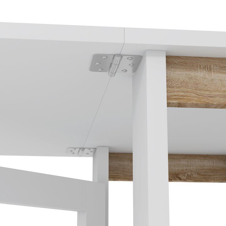 Mesa Dobrável com Asas Dobráveis Mesa de Cozinha com 2 Rodas e Prateleiras Estilo Moderno 120x60x75 cm Branco