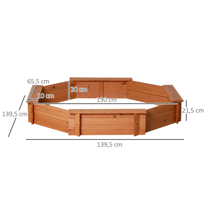 Caixa de Areia de Madeira para Crianças Caixa de Areia Infantil Octógono com Cobertura de Poliéster e Tecido não Tecido para Crianças de 3-8 anos para Jardim 139,5x139,5x21,5 cm Vermelho e Azul