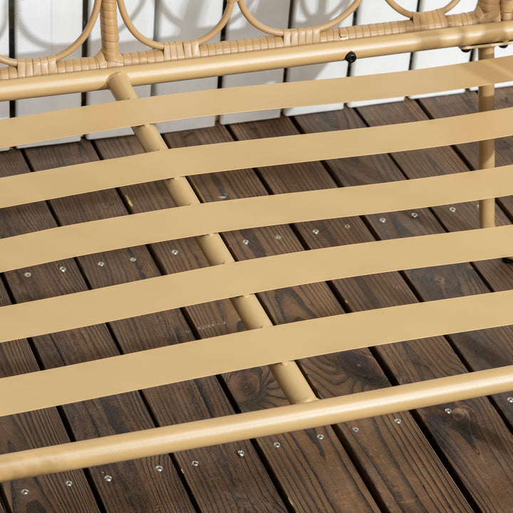 Conjunto de Jardim de 4 Peças em Vime Sintético com 2 Poltronas 1 Sofá de 2 Lugares 1 Mesa de Centro e Almofadas Natural e Cinza