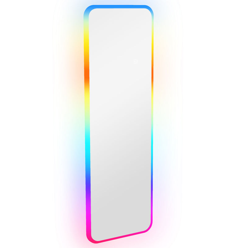 Espelho de Corpo Inteiro com Luzes LED 120x40 cm Espelho de Parede Ajustável com Iluminação em 7 Cores RGB e Função de Memória para Dormitório Prata