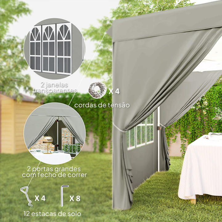Tenda Dobrável Pop-up 2,5x2,5 m Gazebo com 4 Paredes Laterais Anti-UV e Bolsa de Transporte para Campismo e Festas, Cinzento