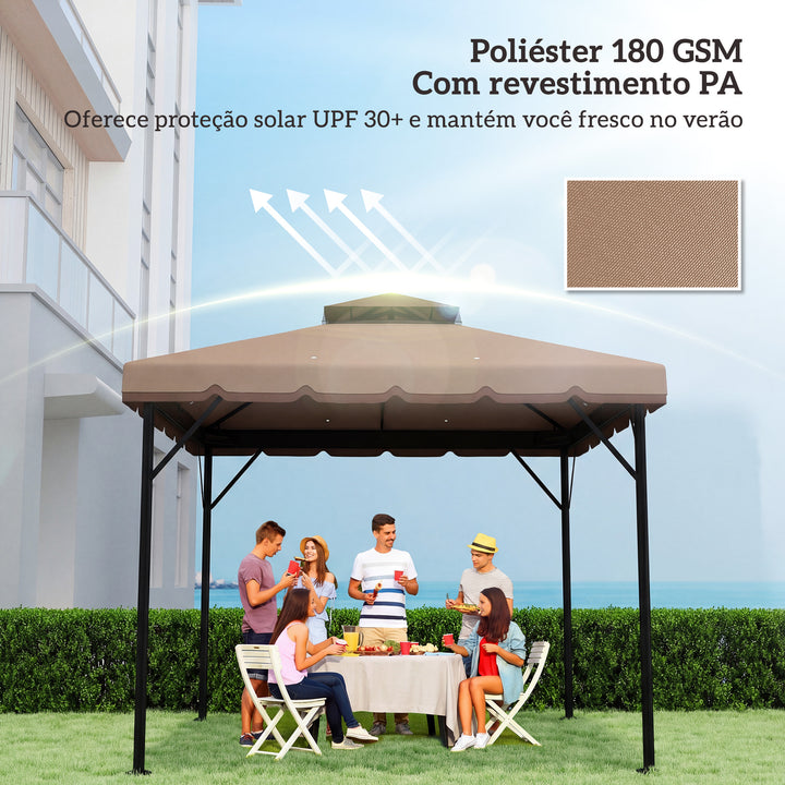 Teto de Substituição para Pérgola 3x3 m Cobertura com Teto Duplo 8 Orifícios de Drenagem e Proteção UPF 30+ APENAS Toldo de Substituição Caqui