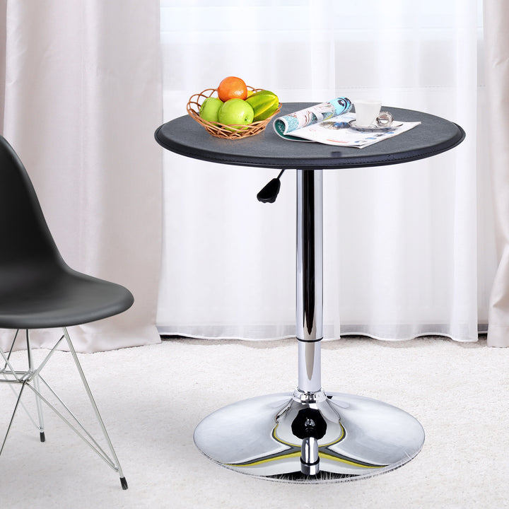 Mesa de Bar Redonda ajustável em altura hidráulica Pub Vinil Preto Ø63x(67-93) cm