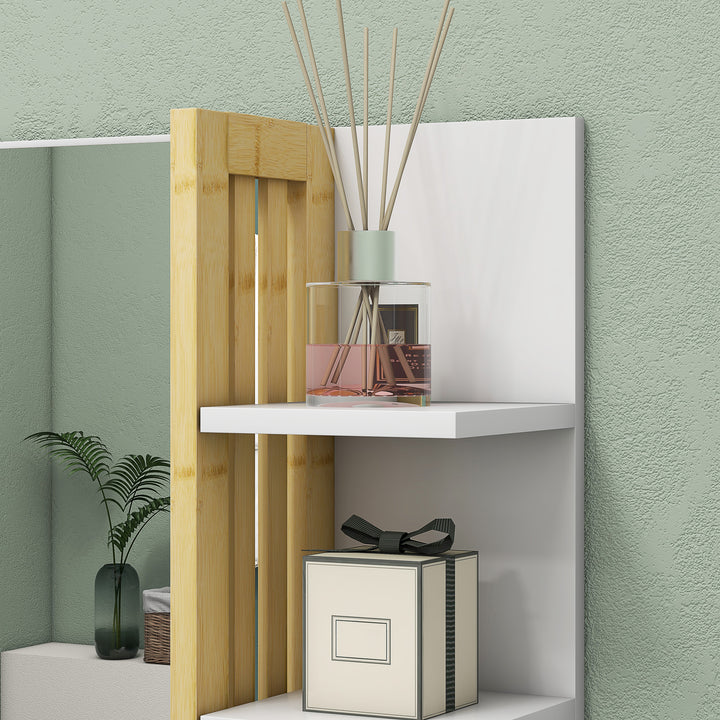 Espelho de Casa de Banho Espelho de Parede Moderno e Retangular com 4 Prateleiras de Armazenamento para Maquilhagem Vestuário 45x15x58,5 cm Branco
