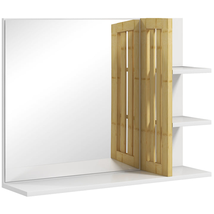 Espelho de Casa de Banho Espelho de Parede Moderno e Retangular com 4 Prateleiras de Armazenamento para Maquilhagem Vestuário 45x15x58,5 cm Branco