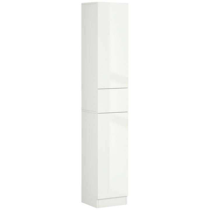 Coluna Casa de Banho com 1 Gaveta e 5 Prateleiras Coluna Casa de Banho de Estilo Moderno para Cozinha Sala de Estar 30x28x170cm Branco