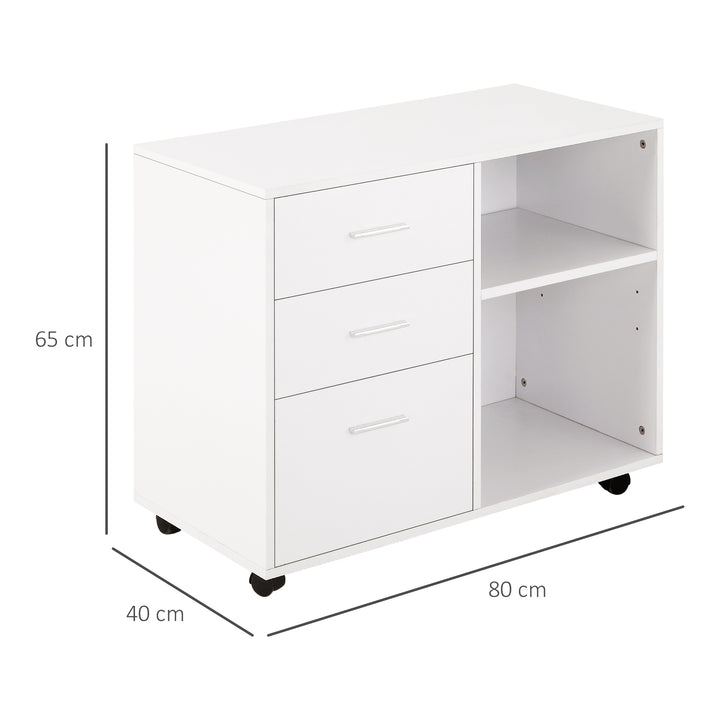 Suporte da impressora Escritório com 3 prateleiras reguláveis ??80x40x65 cm Branco