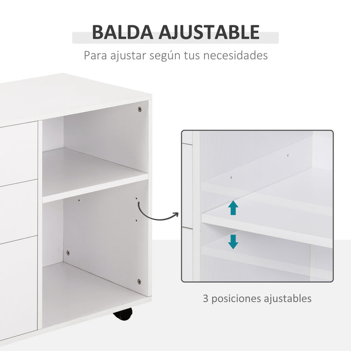 Suporte da impressora Escritório com 3 prateleiras reguláveis ??80x40x65 cm Branco