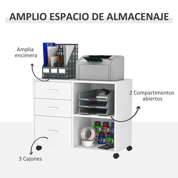 Suporte da impressora Escritório com 3 prateleiras reguláveis ??80x40x65 cm Branco