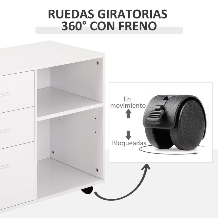 Suporte da impressora Escritório com 3 prateleiras reguláveis ??80x40x65 cm Branco
