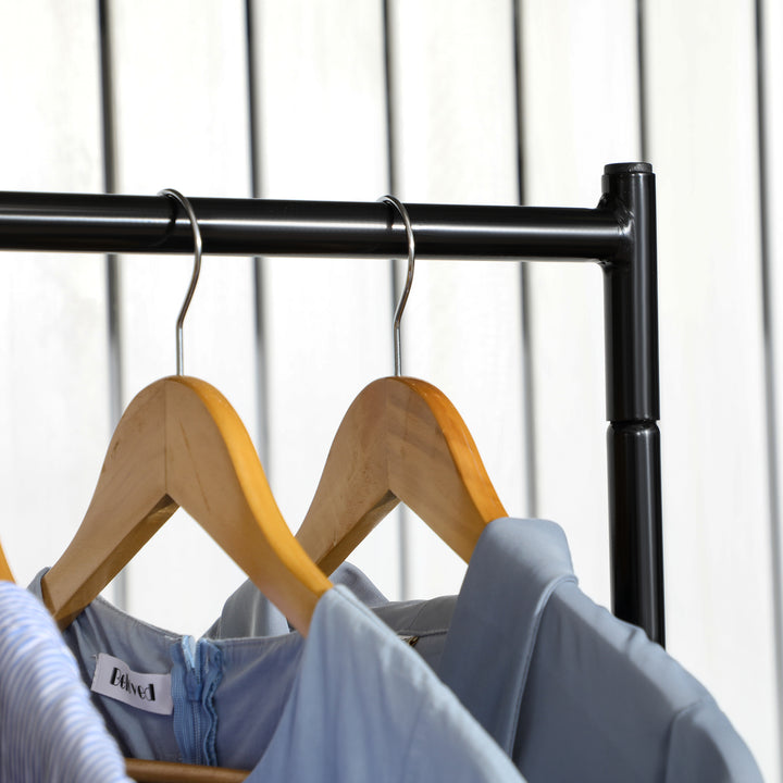 Suporte de cabide para Roupa com tubo de ferro e 4 rodas - Cor Preto - Ferro - 150x60x150cm