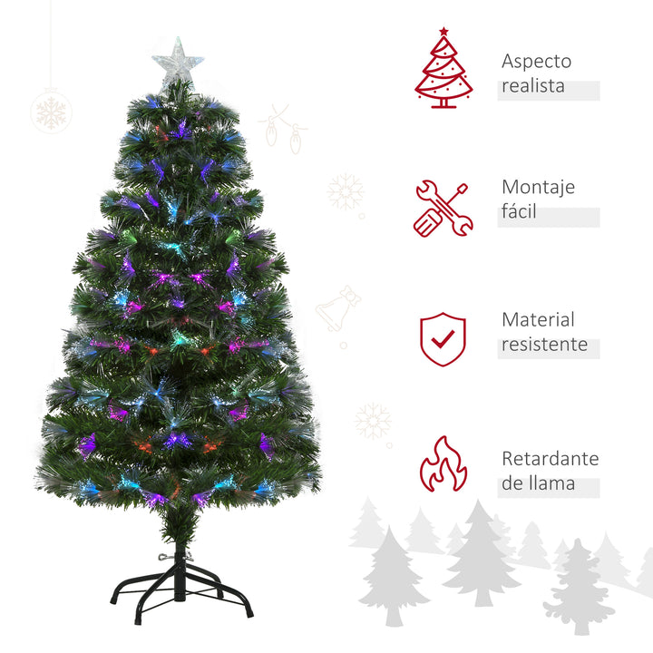 Árvore de Natal, Altura 120 cm + Estrela e Fibra Ótica de 7 Cores Árvore Artificial F 66x 120 cm