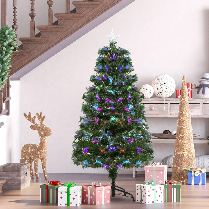 Árvore de Natal, Altura 120 cm + Estrela e Fibra Ótica de 7 Cores Árvore Artificial F 66x 120 cm
