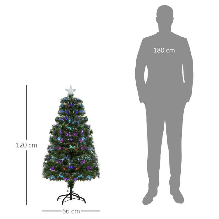 Árvore de Natal, Altura 120 cm + Estrela e Fibra Ótica de 7 Cores Árvore Artificial F 66x 120 cm