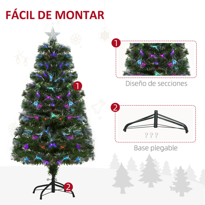 Árvore de Natal, Altura 120 cm + Estrela e Fibra Ótica de 7 Cores Árvore Artificial F 66x 120 cm
