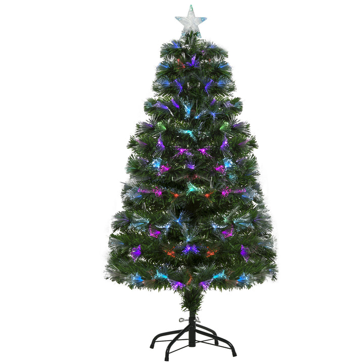 Árvore de Natal, Altura 120 cm + Estrela e Fibra Ótica de 7 Cores Árvore Artificial F 66x 120 cm