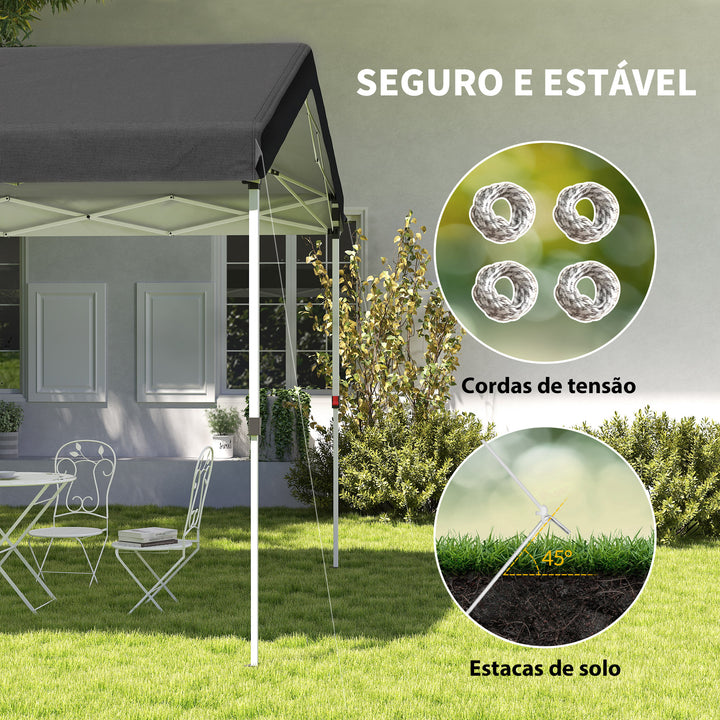 Tenda Dobrável 584x297,5x272 cm Tenda de Jardim com Altura Ajustável em 3 Níveis Proteção UV50+ Impermeável e Bolsa de Transporte Tenda para Exterior Festas Campismo Cinzento Escuro