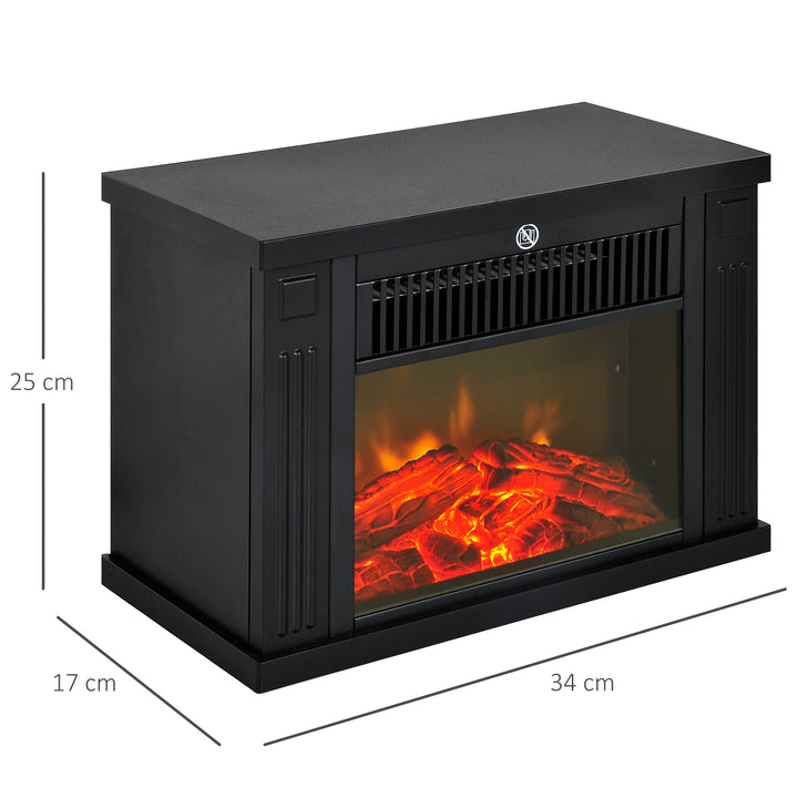 Lareira Elétrica Vidro Ferro Preto 34 x 17 x 25 cm