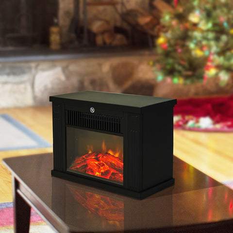 Lareira Elétrica Vidro Ferro Preto 34 x 17 x 25 cm