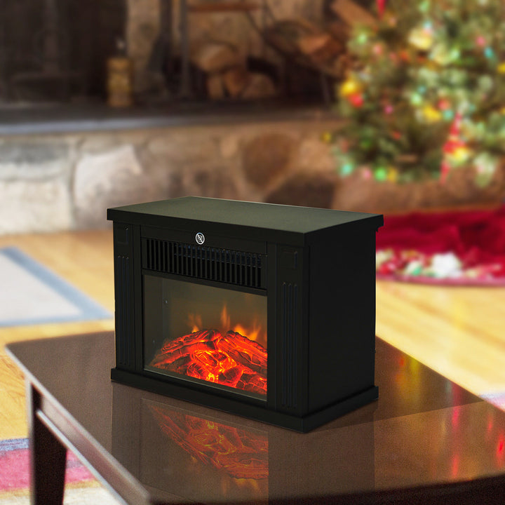 Lareira Elétrica Vidro Ferro Preto 34 x 17 x 25 cm