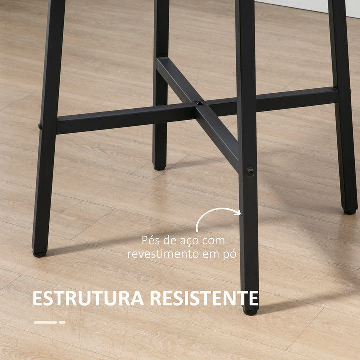 Mesa de Sala de Jantar Redonda para 4 Pessoas Mesa de Cozinha Moderna com Pés de Aço Ø80x76 cm Marrom e Preto