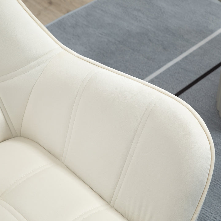 Poltrona Moderna Poltrona de Leitura Estofada em Veludo com Assento Amplo Pés em Madeira Poltrona Relax para Sala de Estar Quarto 67x61,5x71 cm Creme