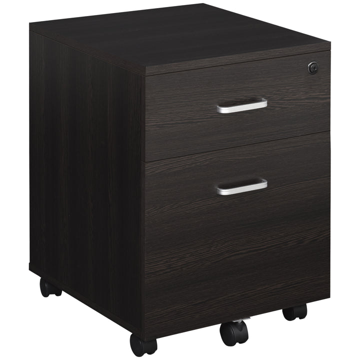 Armário de arquivo móvel de 2 gavetas com fechadura e 5 rodas 40x44x54,6cm preto